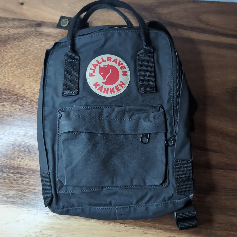 Fjallraven Kanken Mini Backpack Black Water Resistant Daypack 23561